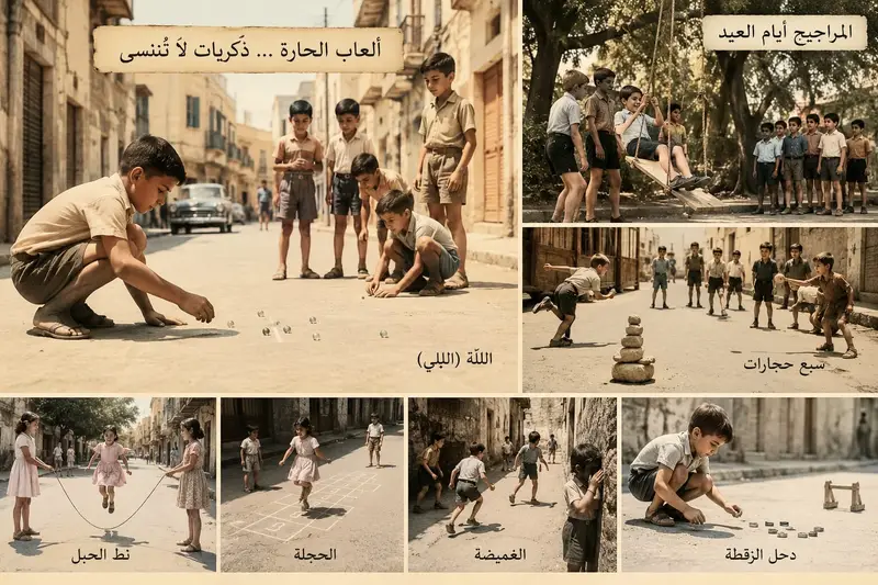 ألعاب الحارة… حين كانت الطفولة تركض بين سبع حجارات ونطّة الحبل